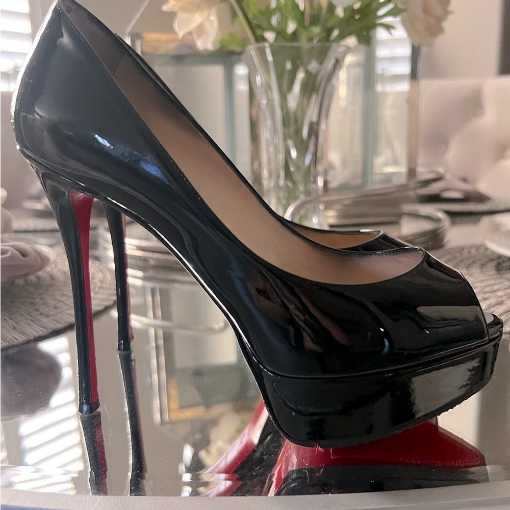 Christian Louboutin 
Lady peep patent leather pump size 36